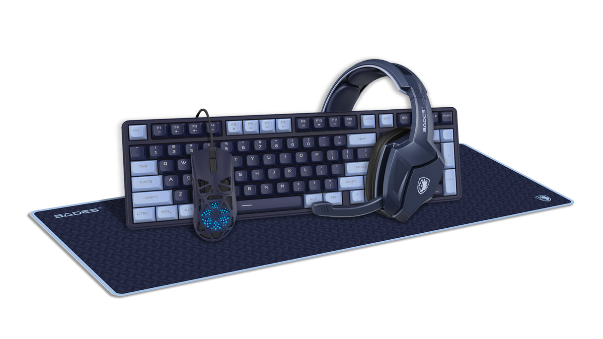 Sades Obsidian Arsenal SA-D20 4 in 1 Gaming Combo (Headset, Keyboard, Mouse & Mousepad) - Blue