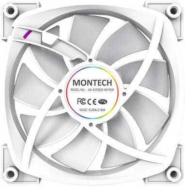 Montech AX120 PWM ARGB Case Fan, 120mm Fan Size, With 1600 RPM Fan Speed - White