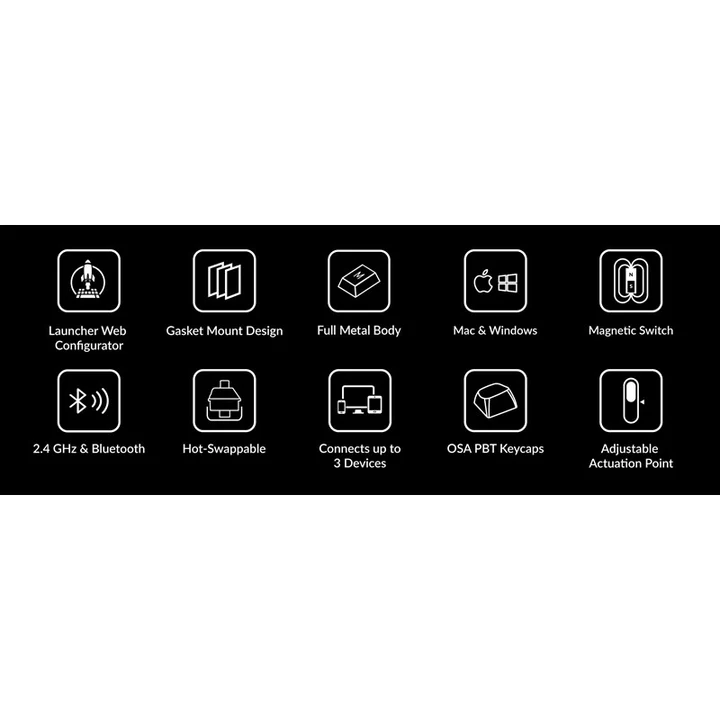 لوحة مفاتيح جيمنج ميكانيكية لاسلكية Keychron Q1 HE بحجم 75 بالمئة مع إضاءة RGB ومقبض تحكم وسويتشات مغناطيسية Gateron Double-Rail Magnetic Nebula بلون Carbon Black تخطيط إنجليزي عربي