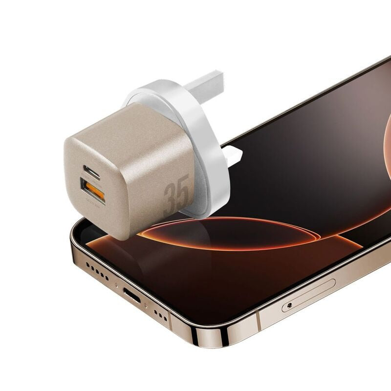 ENERGEA AMPCHARGE GAN35, 1C1A PD/PPS/QC3.0 WALL CHARGER,35W (UK) - GOLD