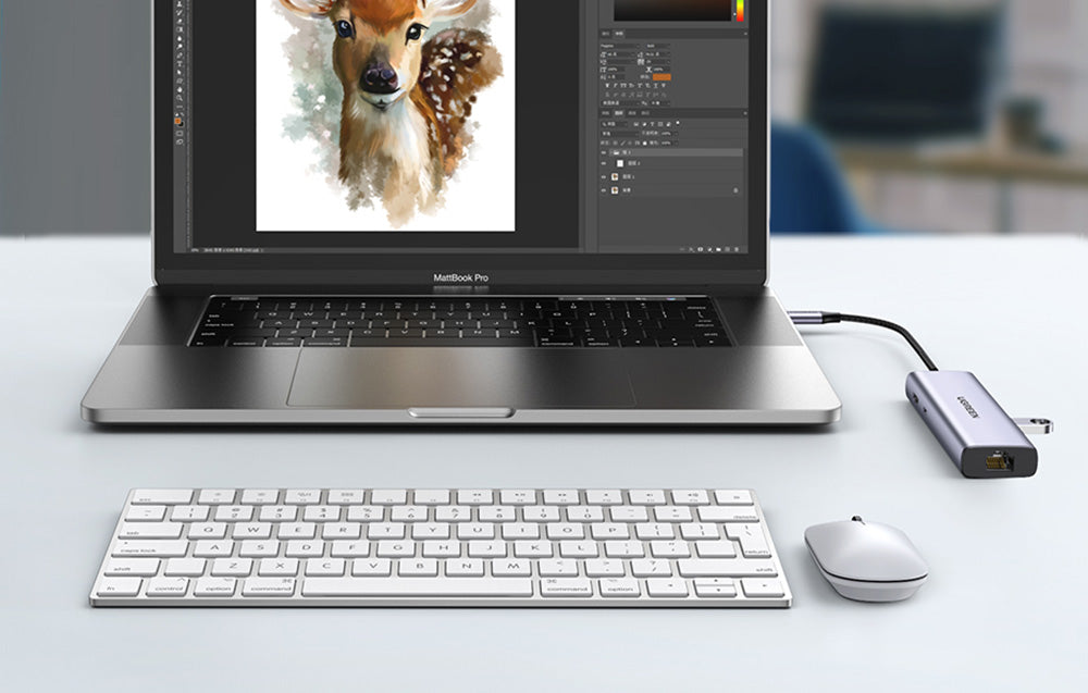 Adapter Hub UGREEN, USB-C to 2x USB 3.0, HDMI 4K30Hz, RJ45, SD/TF (CM512 90568)