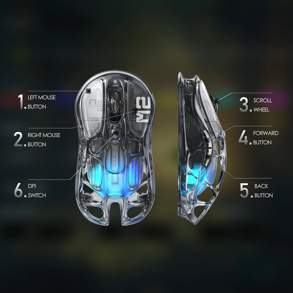 GravaStar Mercury M2 Wireless Gaming Mouse - Transparent Black