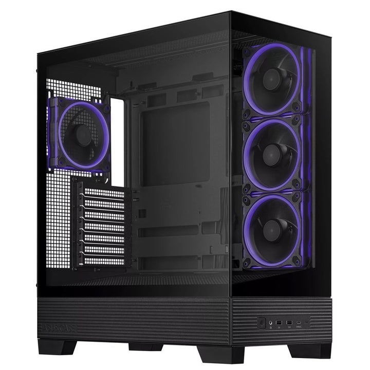 Asus A31 Plus ATX Mid Tower Gaming PC Case - Black (4 ARGB Fans Included)