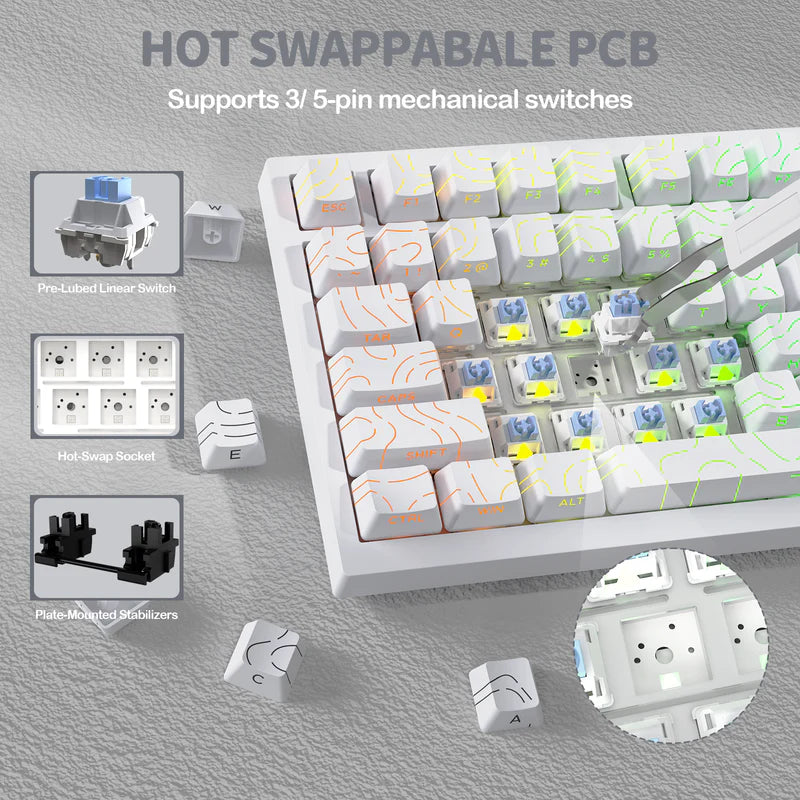 ATTACK SHARK X820 Ultra Tri-Mode 75% Gasket Mechanical Keyboard - White Contours + Shark Switch