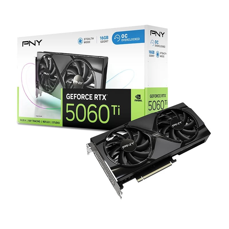 PNY GeForce RTX 5060 Ti OC 16GB Stealth Mode GDDR7 PCle 5.0 Graphics Card