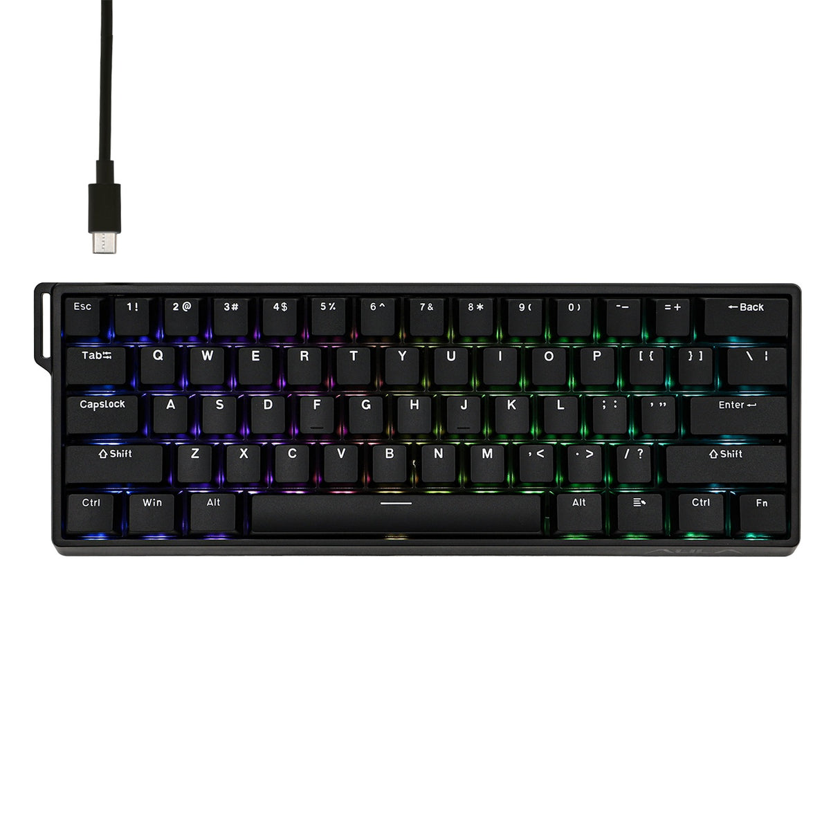 Aula WIN60HE 61-Key RGB 65% Wired Gasket-mounted Gaming Keyboard Greywood Switch - Black