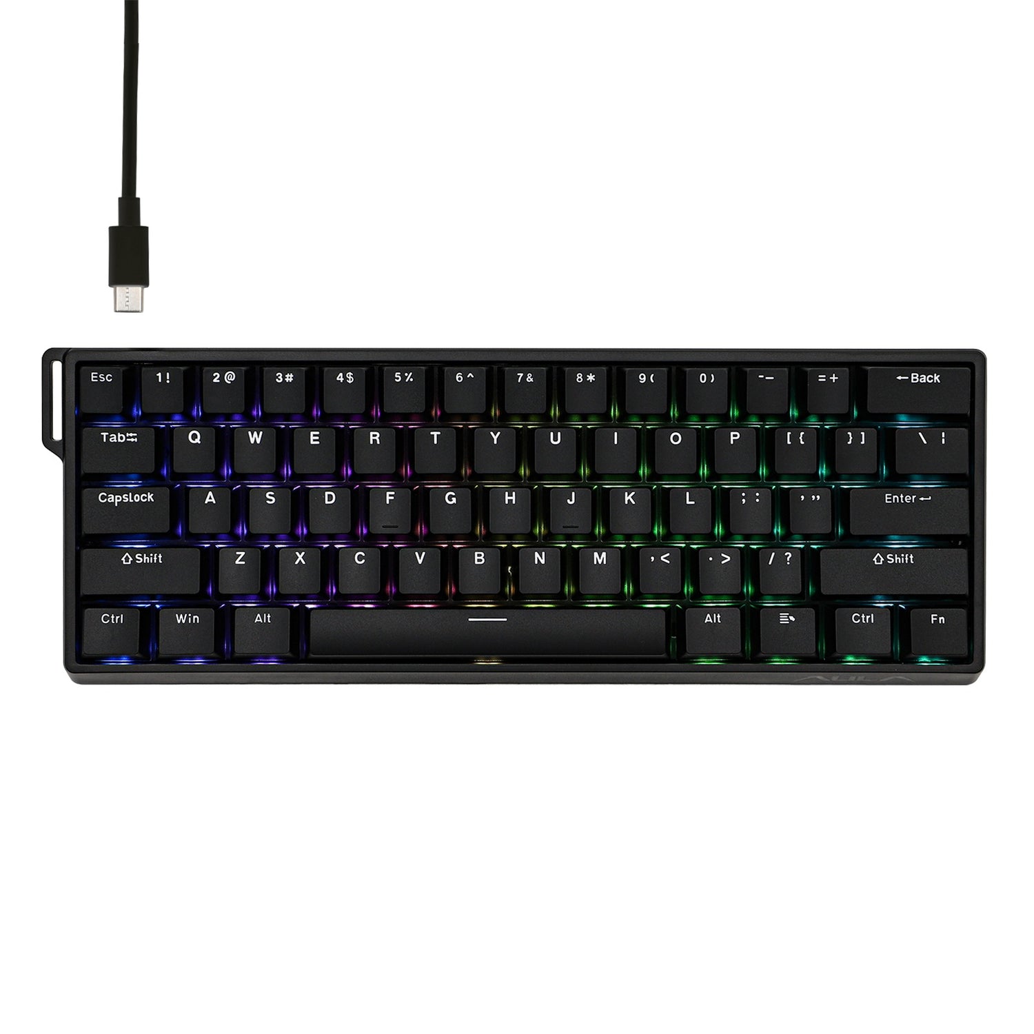 Aula WIN60HE 61-Key RGB 65% Wired Gasket-mounted Gaming Keyboard Greywood Switch - Black
