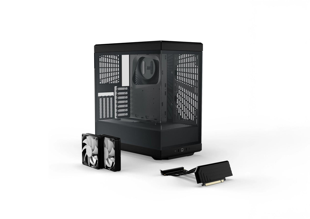HYTE Y40 Panoramic Tempered Glass With Two 120mm fans, PCI-E 4.0 Vertical Mount included ATX Mid Tower Case - Black