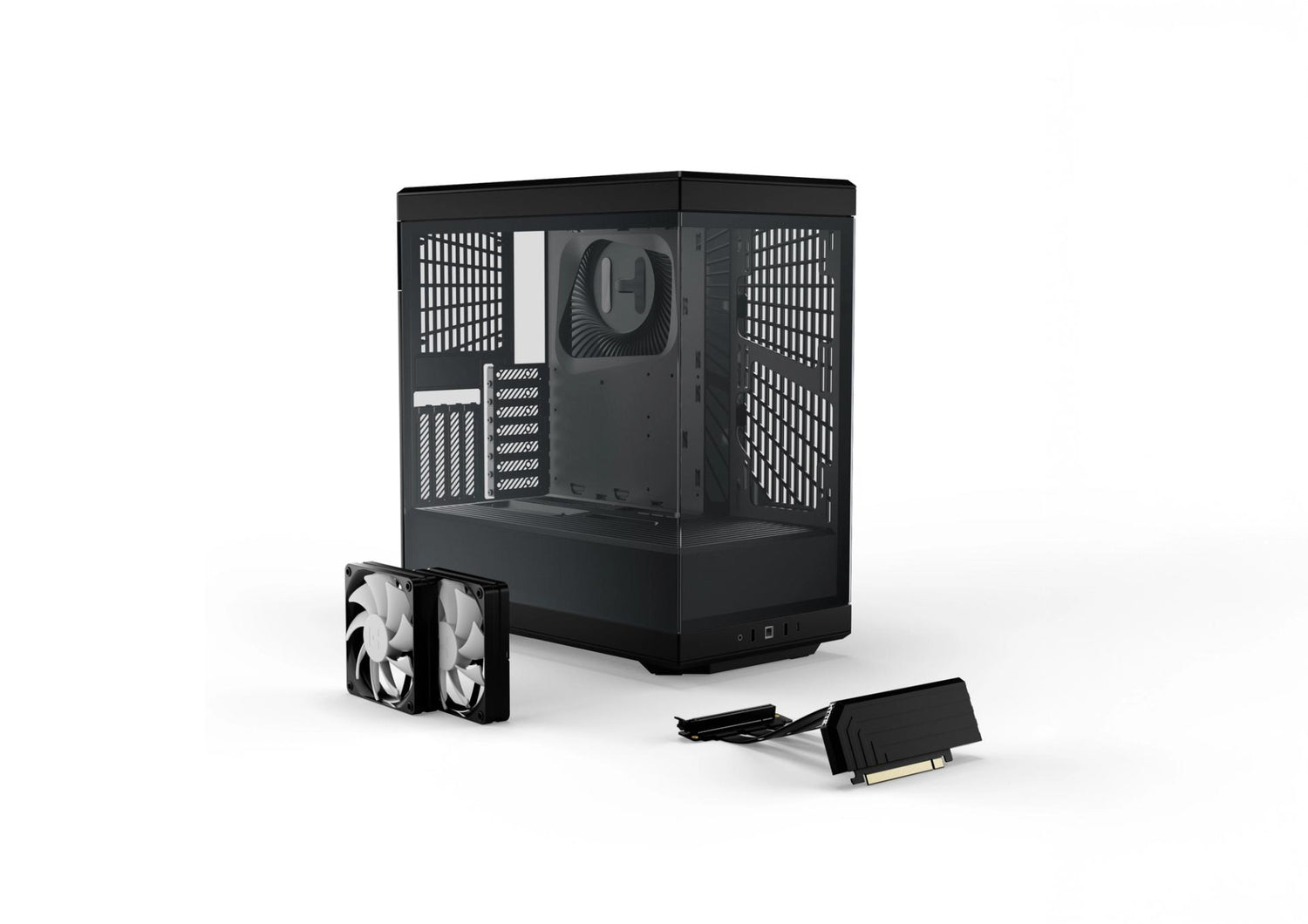 HYTE Y40 Panoramic Tempered Glass With Two 120mm fans, PCI-E 4.0 Vertical Mount included ATX Mid Tower Case - Black