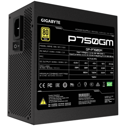 Gigabyte GP750GM Gold 750W Fully Modular Power Supply - Black