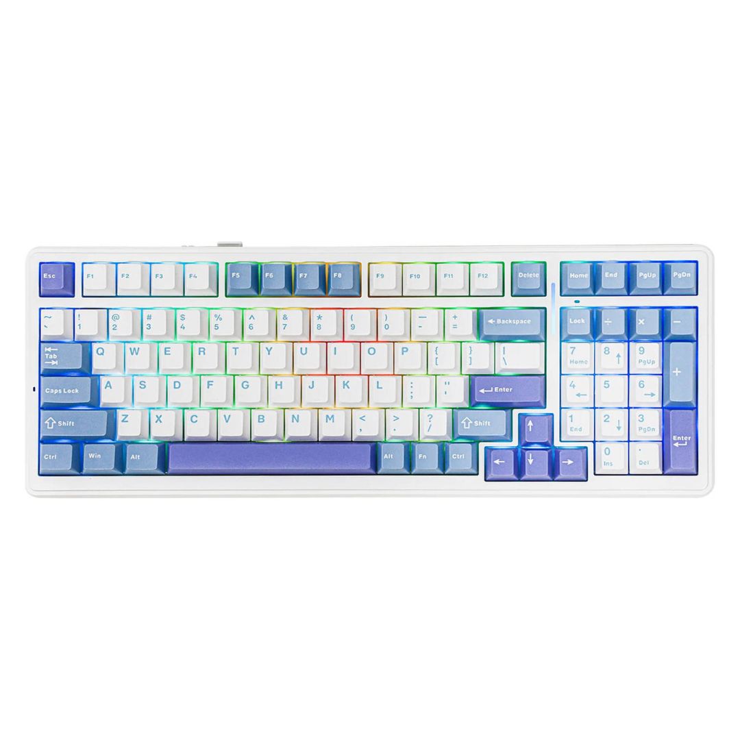 AULA F99 98% Gasket-Mounted Hot-Swappable Wireless Mechanical Keyboard Reaper switch - White Blue