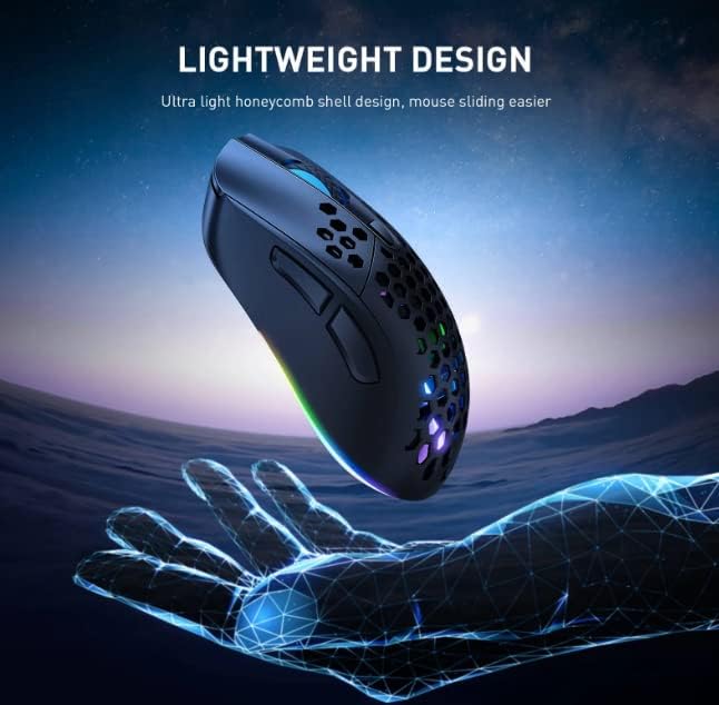 ONIKUMA CW906 Wired Mouse Hollow Honeycomb Shell 8 Programming Buttons 1200-7200DPI Colorful RGB Backlit Gaming Mice