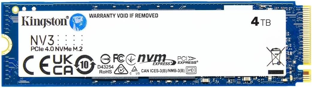 Kingston NV3 4TB PCle 4.0 x4, NVMe M.2 2280 Internal SSD