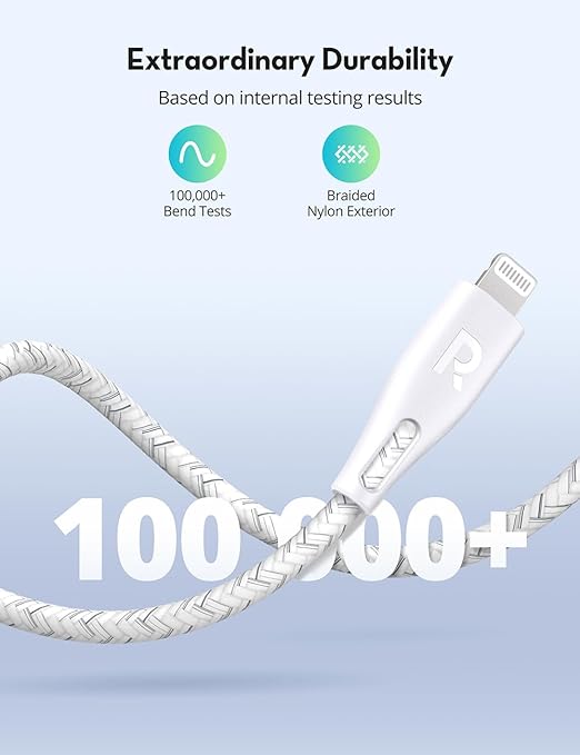 RAVPower RP-CB1018 Type-C to Lightning Cable 2m Nylon White