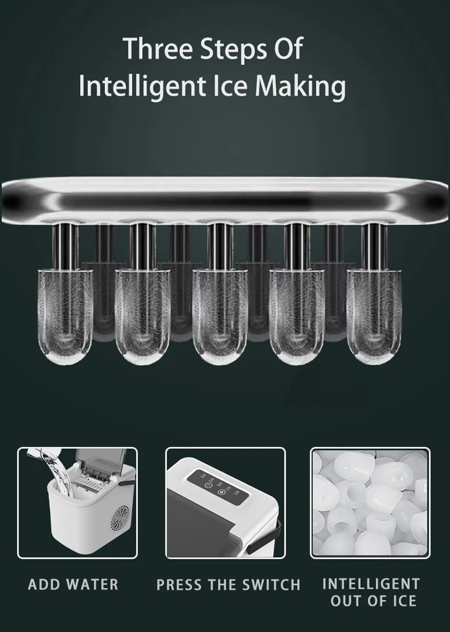 Gasny Energy Efficient Automatic Countertop Ice Maker with Fast Ice Production & Self-Cleaning Function