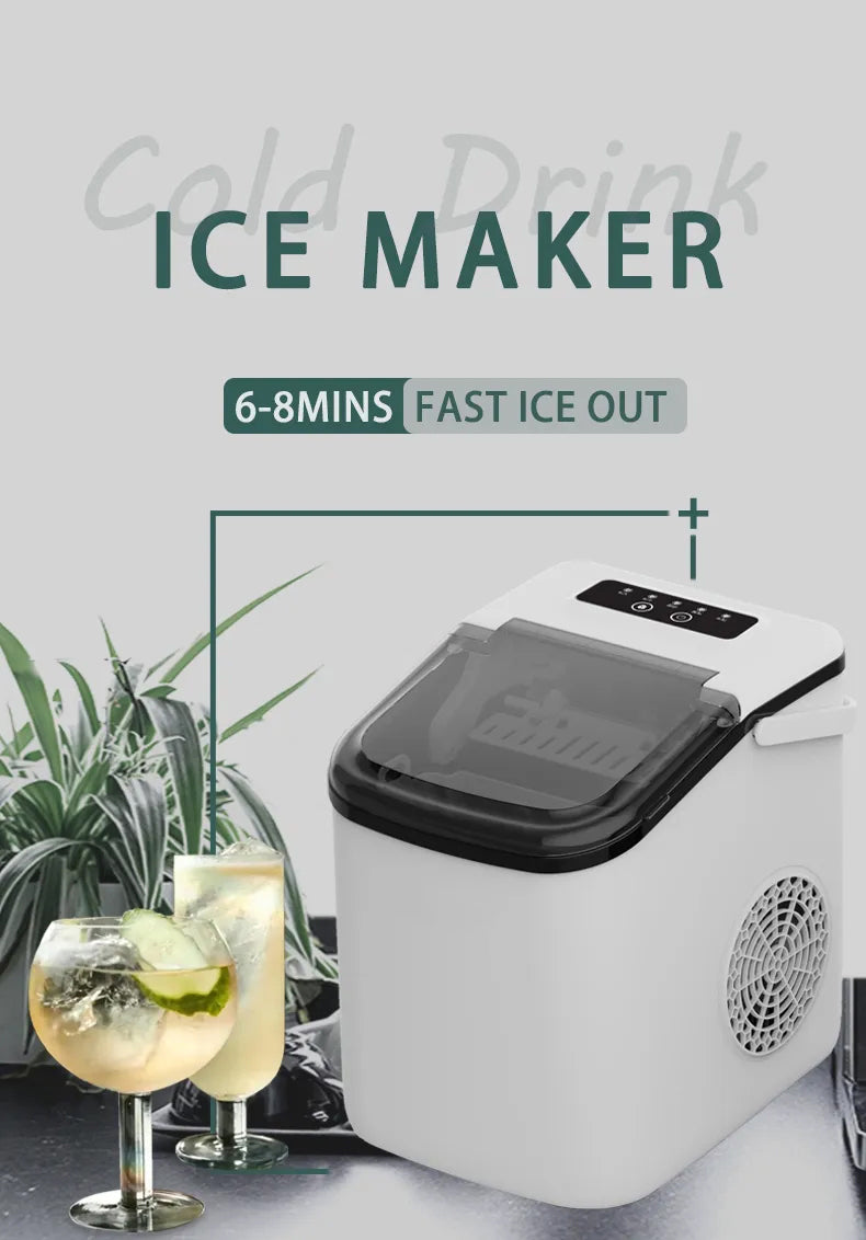 Gasny Energy Efficient Automatic Countertop Ice Maker with Fast Ice Production & Self-Cleaning Function