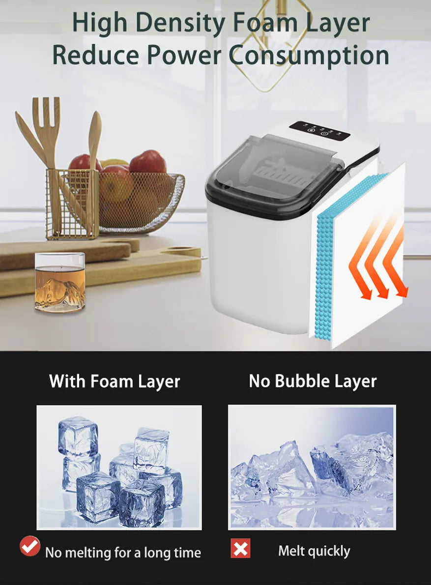Gasny Energy Efficient Automatic Countertop Ice Maker with Fast Ice Production & Self-Cleaning Function