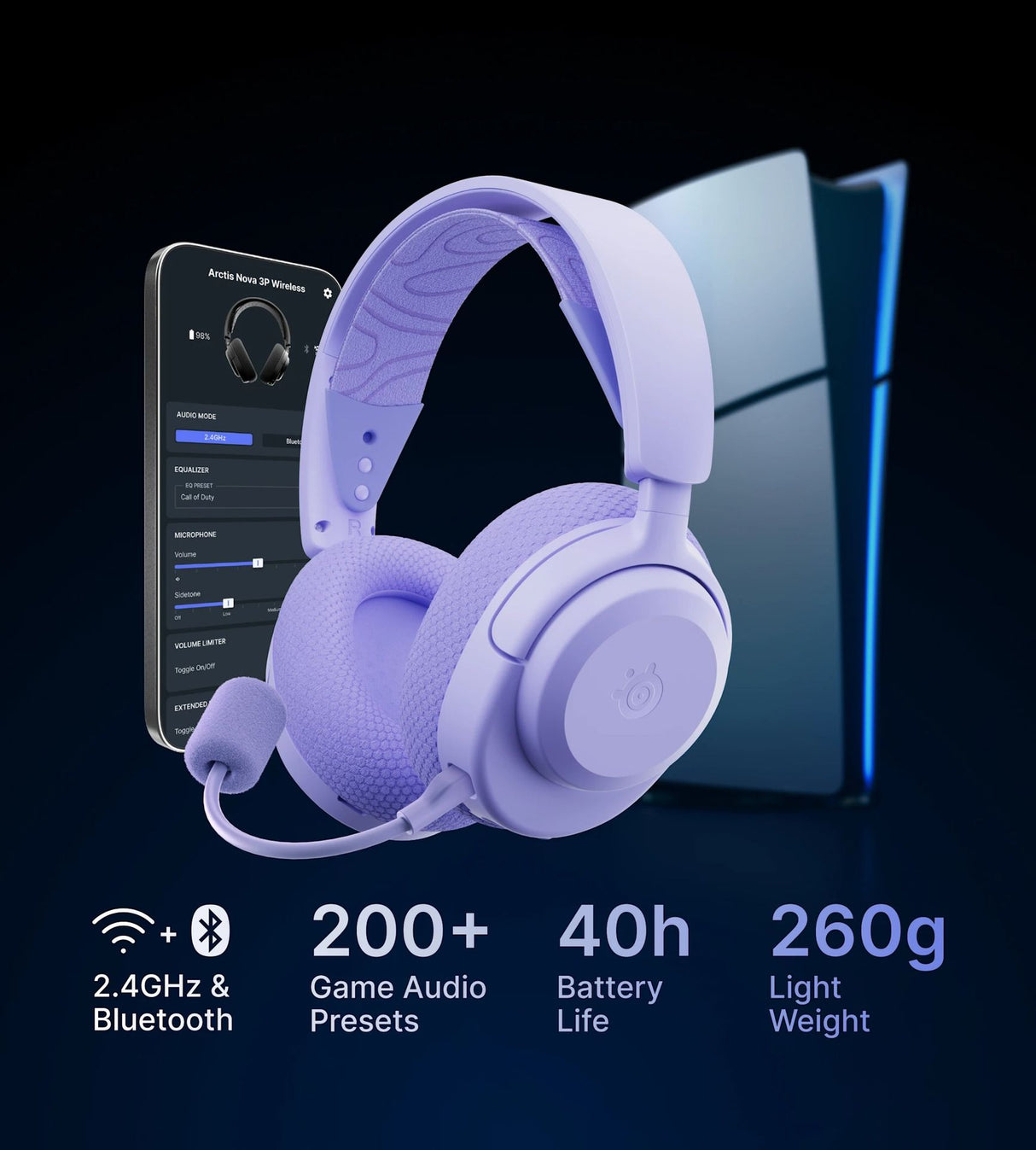 SteelSeries Arctis Nova 3P Wireless PlayStation and other platforms - Lavender 61692