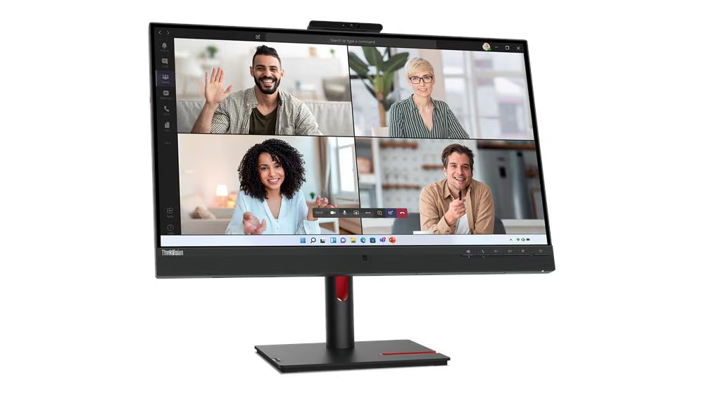 Lenovo ThinkVision T27hv-30 27" QHD VoIP USB-C Monitor USB Type-C +HDMI 2.1 + DP 1.4 + Dpout + Ethernet,Integrated Microphone Height Adjustment Pivot Stand - Raven Black, 3 yrs