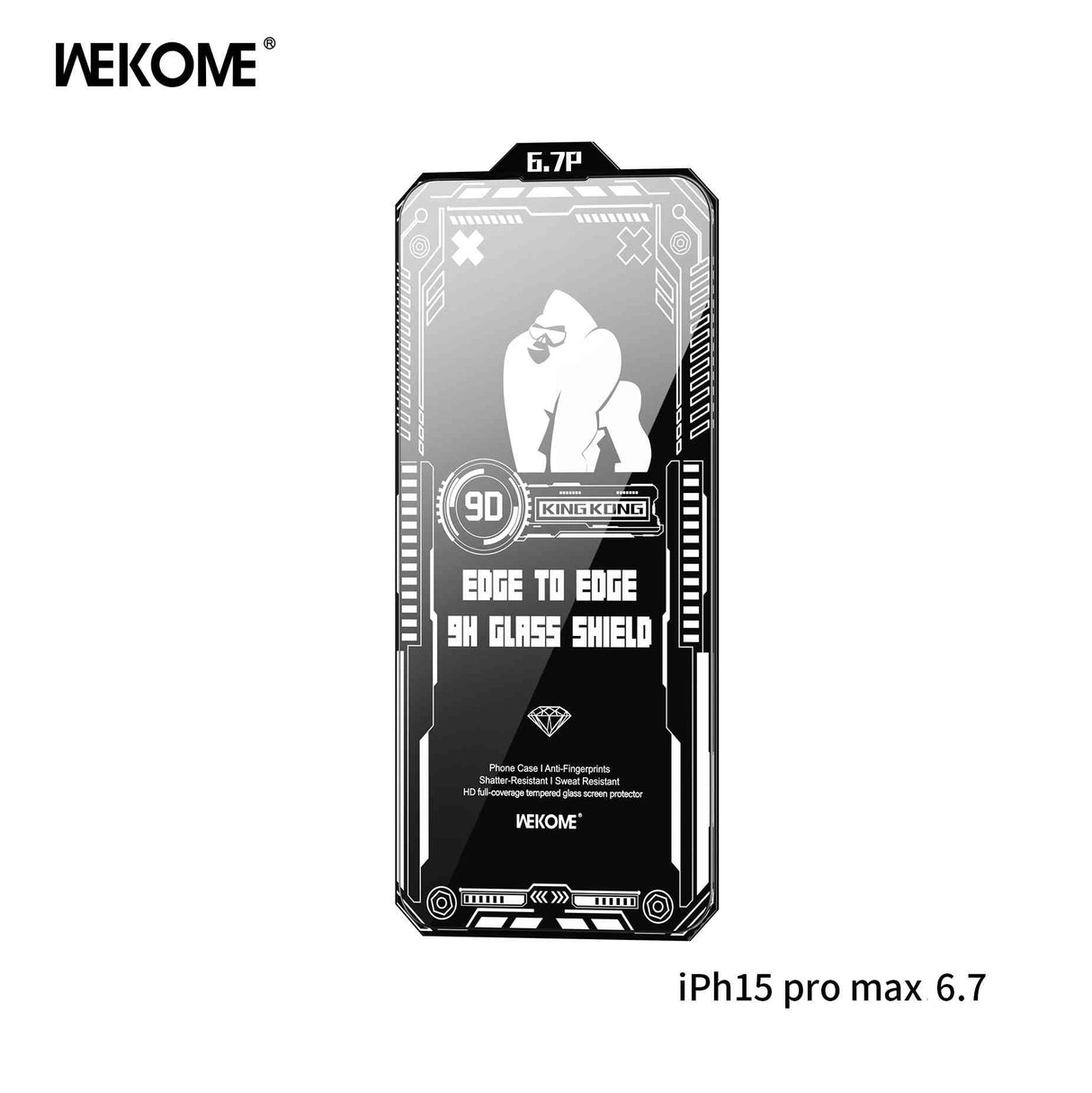 WEKOME WTP-081 Vacha Champion Series Kingkong Screen Protector (HD) - Black for Iphone 15 Pro Max