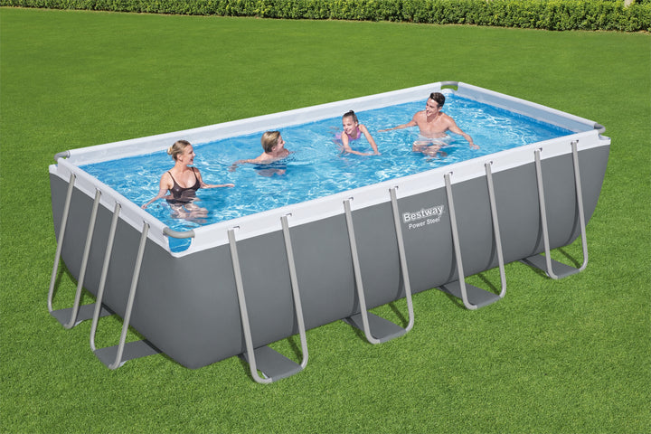 BESTWAY 4.88M X 2.44M X 1.22M RECTANGULAR POOL SET (Contents:Pool, Filter Pump(220-240V), Ladder, Cover, Chemconnect Dispenser, Compatible with Cartridge 58094(II)220-240V) 56670 (Installation Not Included)