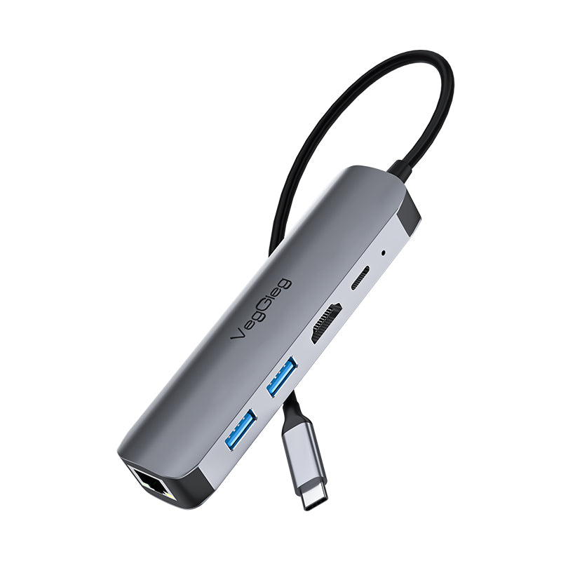 VegGieg Type-C to HDMI+USB3.0*1+USB2.0+RJ45 100Mbps+PD(100W) 5-in-1 Docking Station Model V-TC05R