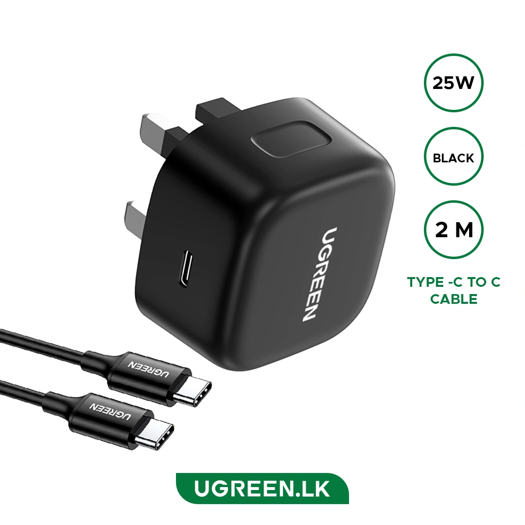 UGREEN PD 25w Fast Charger+USB CC Cable UK CD250 Black