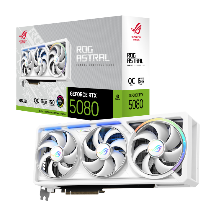 Asus ROG ASTRAL GeForce RTX 5080 16GB GDDR7 OC Gaming Graphics Card - White