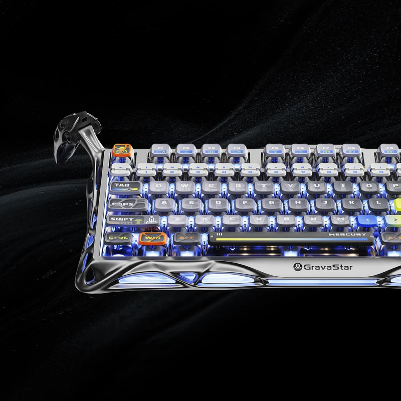 GravaStar Mercury K1 Pro 75% Wireless Mechanical Gaming Keyboard-Interstellar Silver