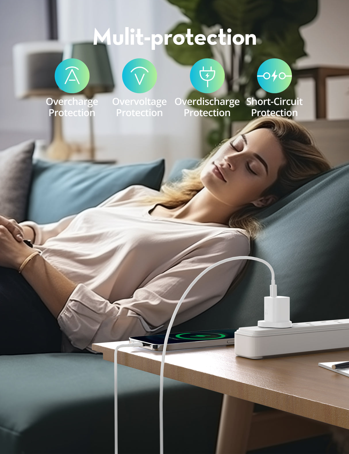 راف باور RP-PC1056 ميني شاحن USB-C GaN بقوة 30 واط ابيض— RP-PC1056W
