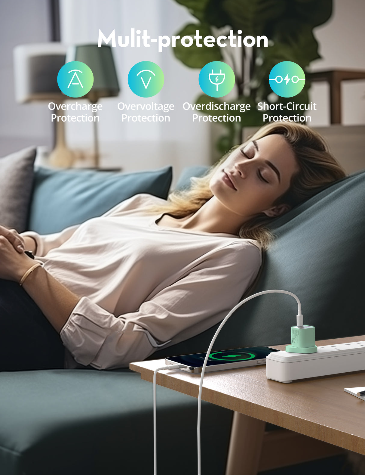 راف باور RP-PC1056 ميني شاحن USB-C GaN بقوة 30 واط اخضر— RP-PC1056G