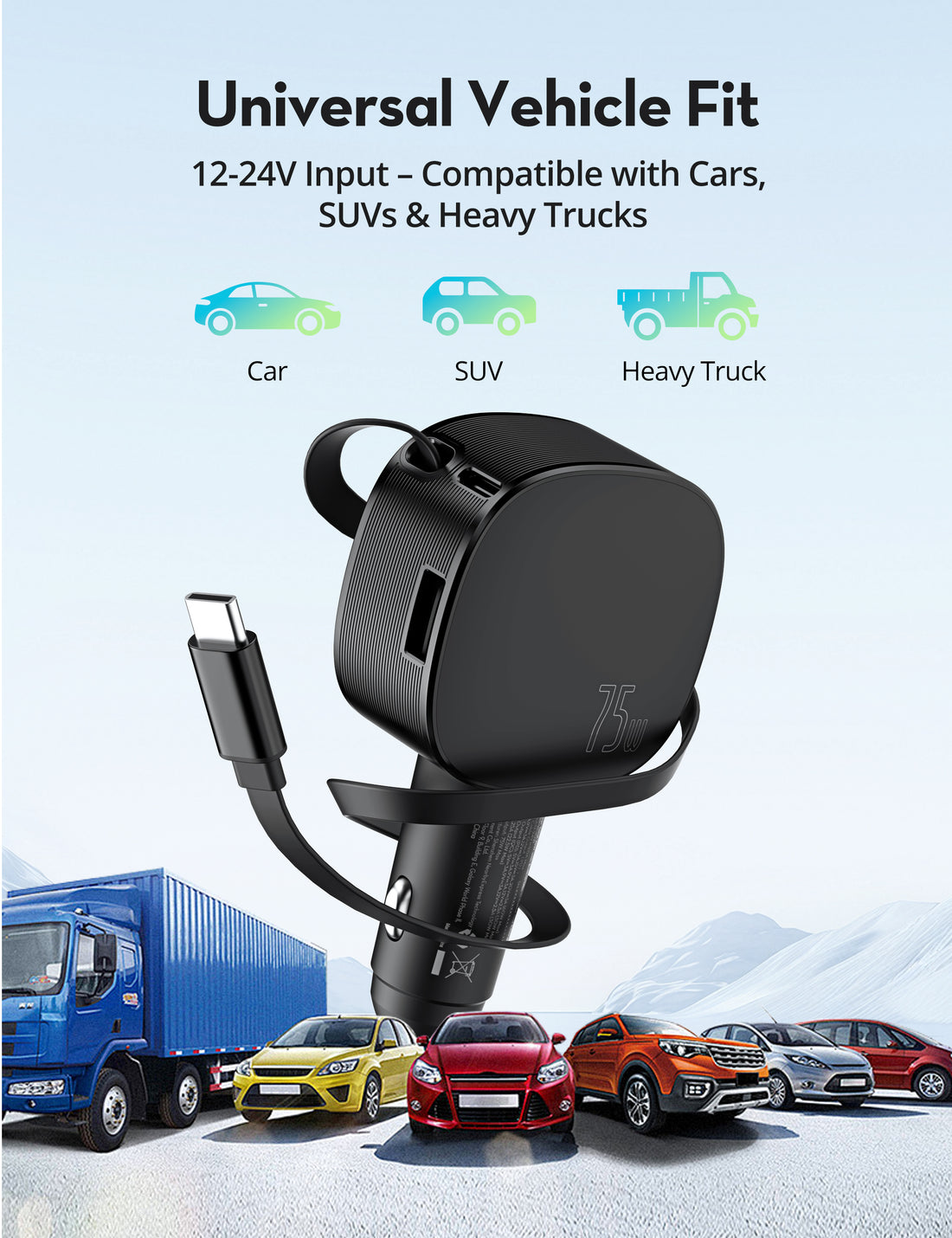 RAVPower RP-VC1021 PD60W 3-Port Car Charger black - RP-VC1021