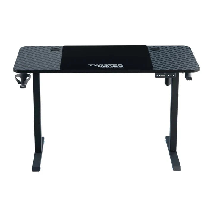 Twisted Minds Paradox Adjustable Gaming Desk, 120x60 cm,with Cup Shelf, Headphone Hook & Mousepad - Black (Installation Not Included)