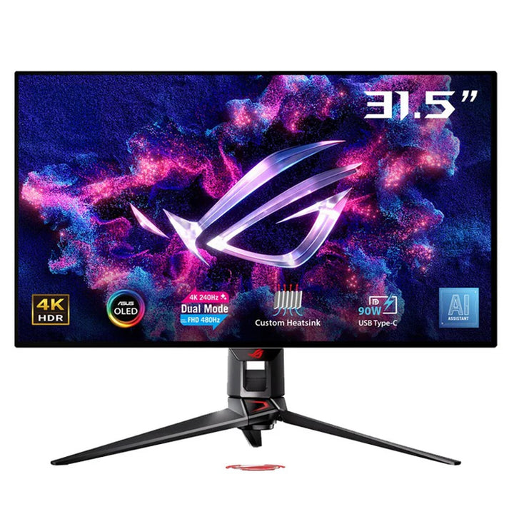 Asus ROG Swift OLED Model PG32UCDP, 32" Dual Mode (4K 240Hz or FHD 480Hz Refresh Rate), 0.03ms Response time, 0.03ms, HDMI 2.1, AMD FreeSync Premium Pro, G-SYNC Flat Gaming Monitor - Black
