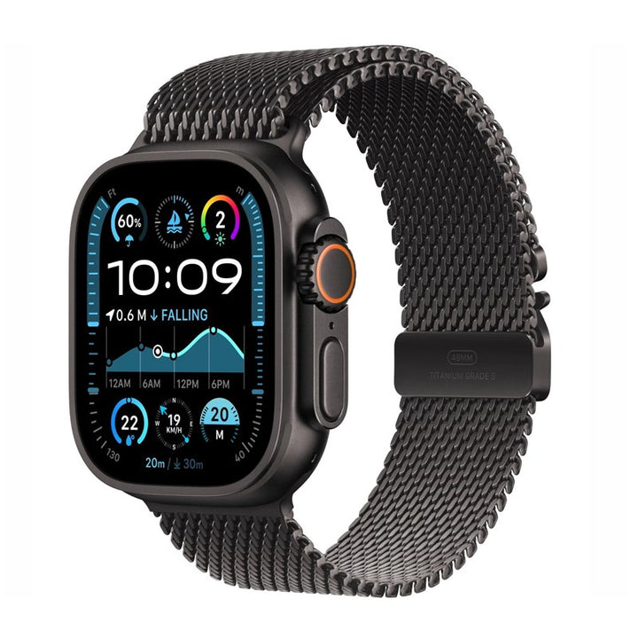 Apple Watch Ultra 2, 49mm (GPS+Cellular), Black Titanium Case, Black Milanese Loop - Large