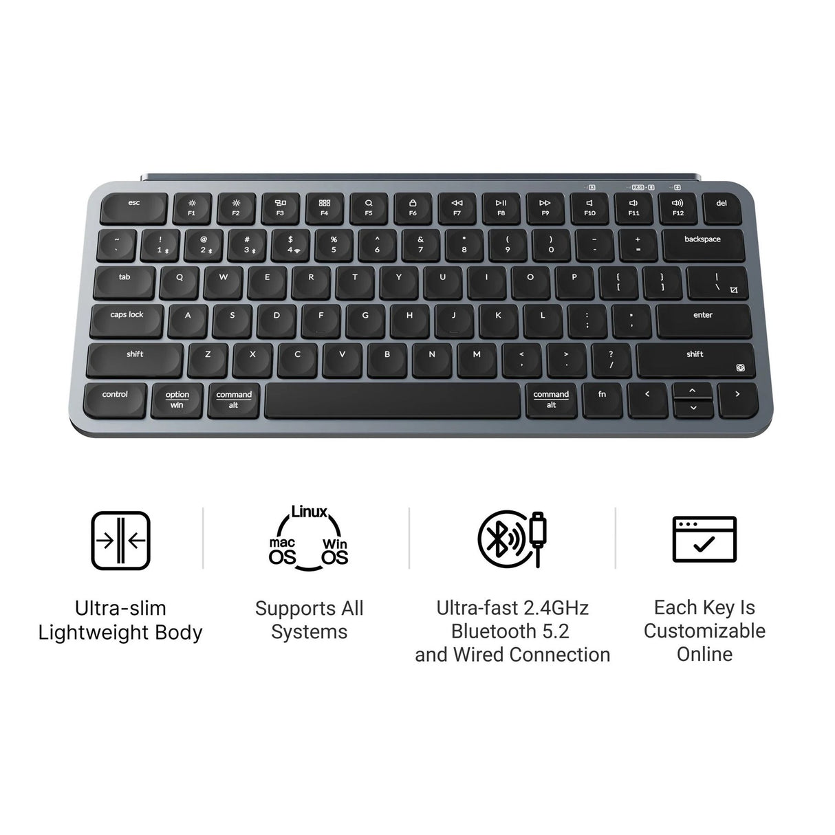 لوحة مفاتيح لاسلكية فائقة النحافة Keychron B1 Pro بلون Space Grey