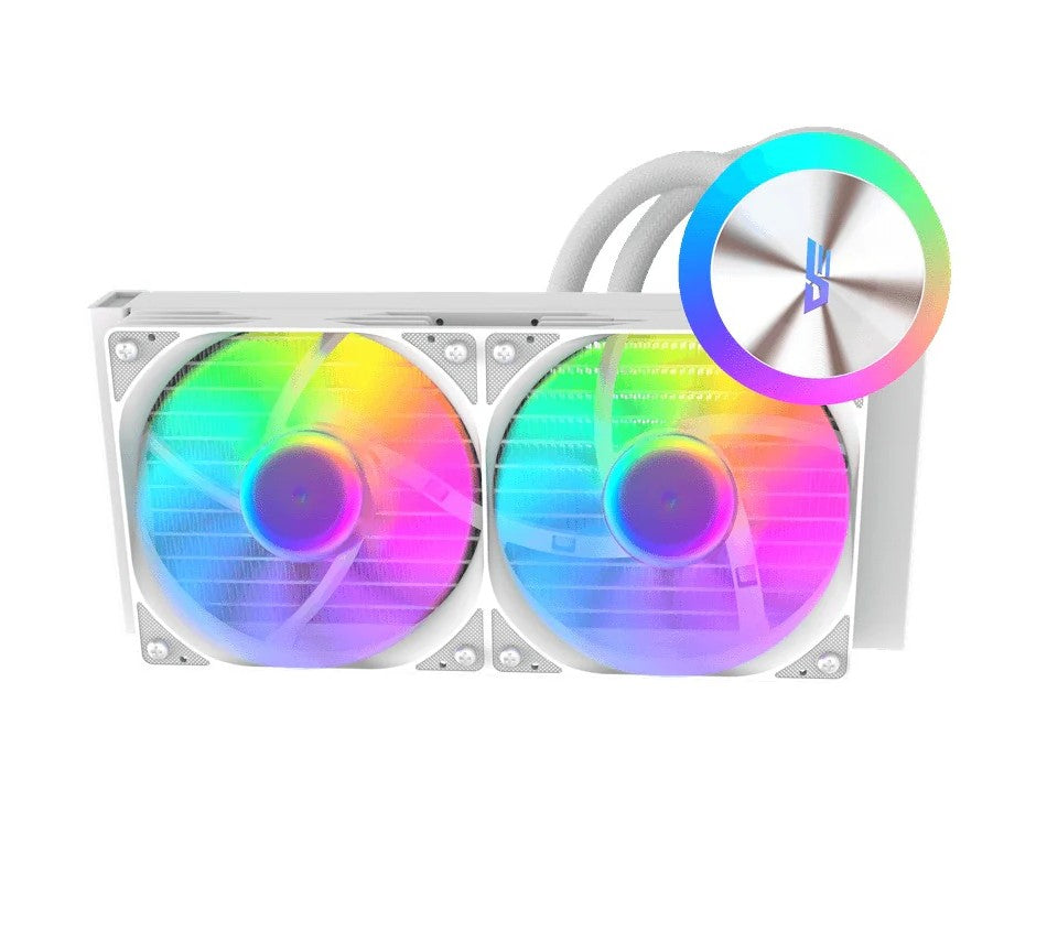 DarkFlash AquaGlow DG240 ARGB AIO 240mm Liquid CPU Cooler - White