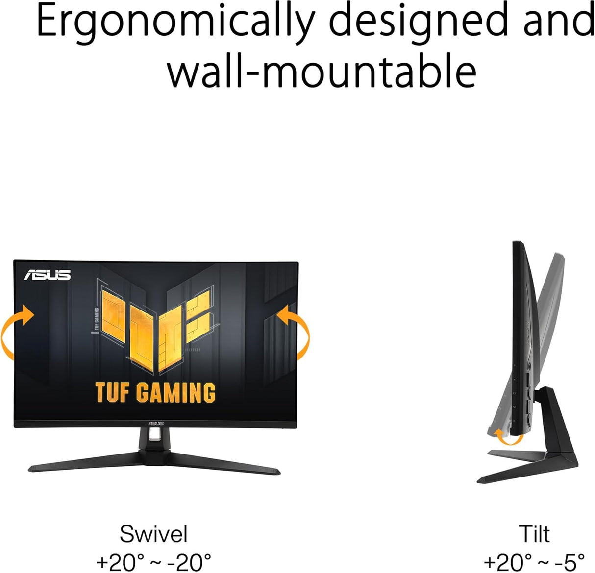 ASUS TUF Gaming Series 5 VG27AQM5A 27" QHD (2560x1440), 300Hz Refresh Rate, 0.3ms (GTG) Response Time, ELMB Sync, Stereo speaker, 95% DCI-P3, Fast IPS Gaming Monitor - Black