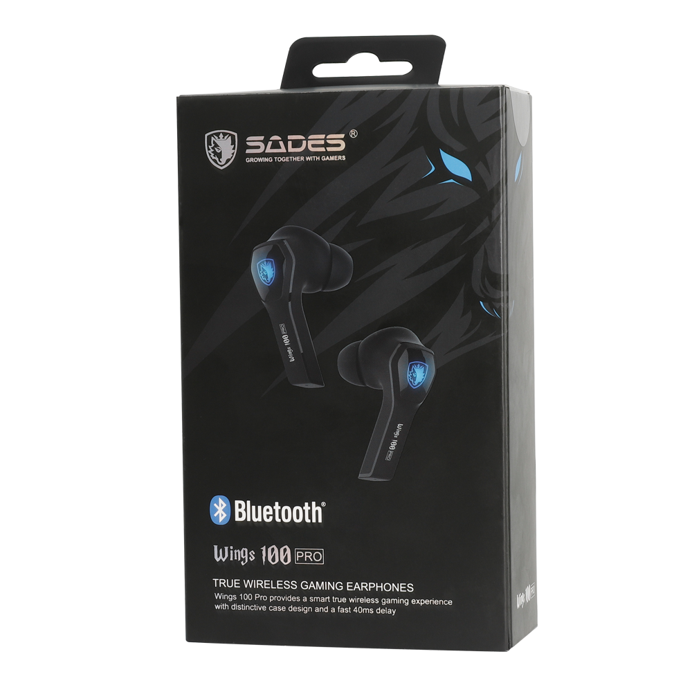 Sades Wings 100 Pro True Wireless Gaming Earphones - Black