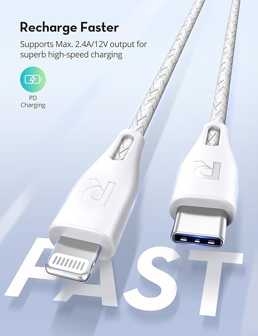 RAVPower RP-CB1018 Type-C to Lightning Cable 2m Nylon White