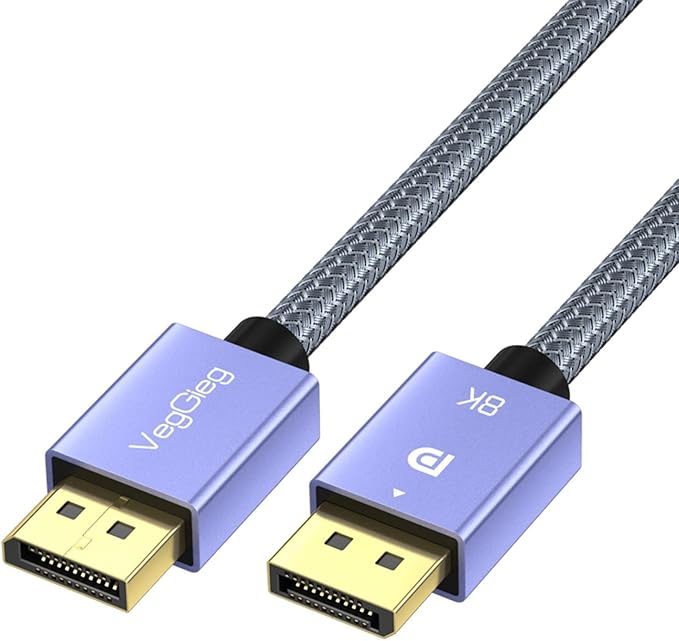 VegGieg 8K/60Hz 4K/165Hz 2K/240Hz M/M Metal DisplayPort 1.4 Cable