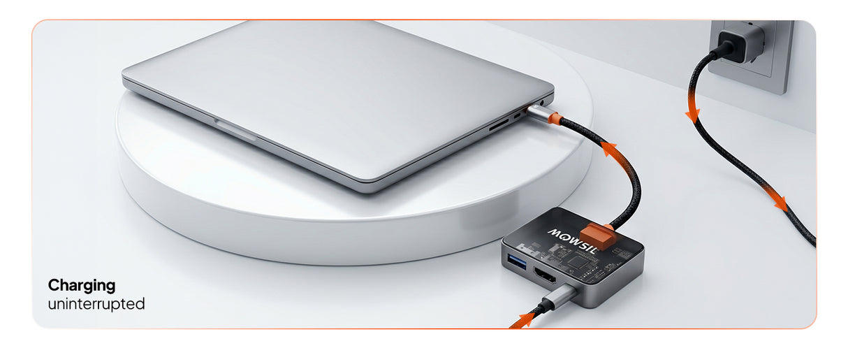 Mowsil USB-C to HDMI Multiport Adapter – 4K@60Hz, USB-A 5Gbps & 100W PD, Zinc Alloy 3-in-1 Dock for MacBook