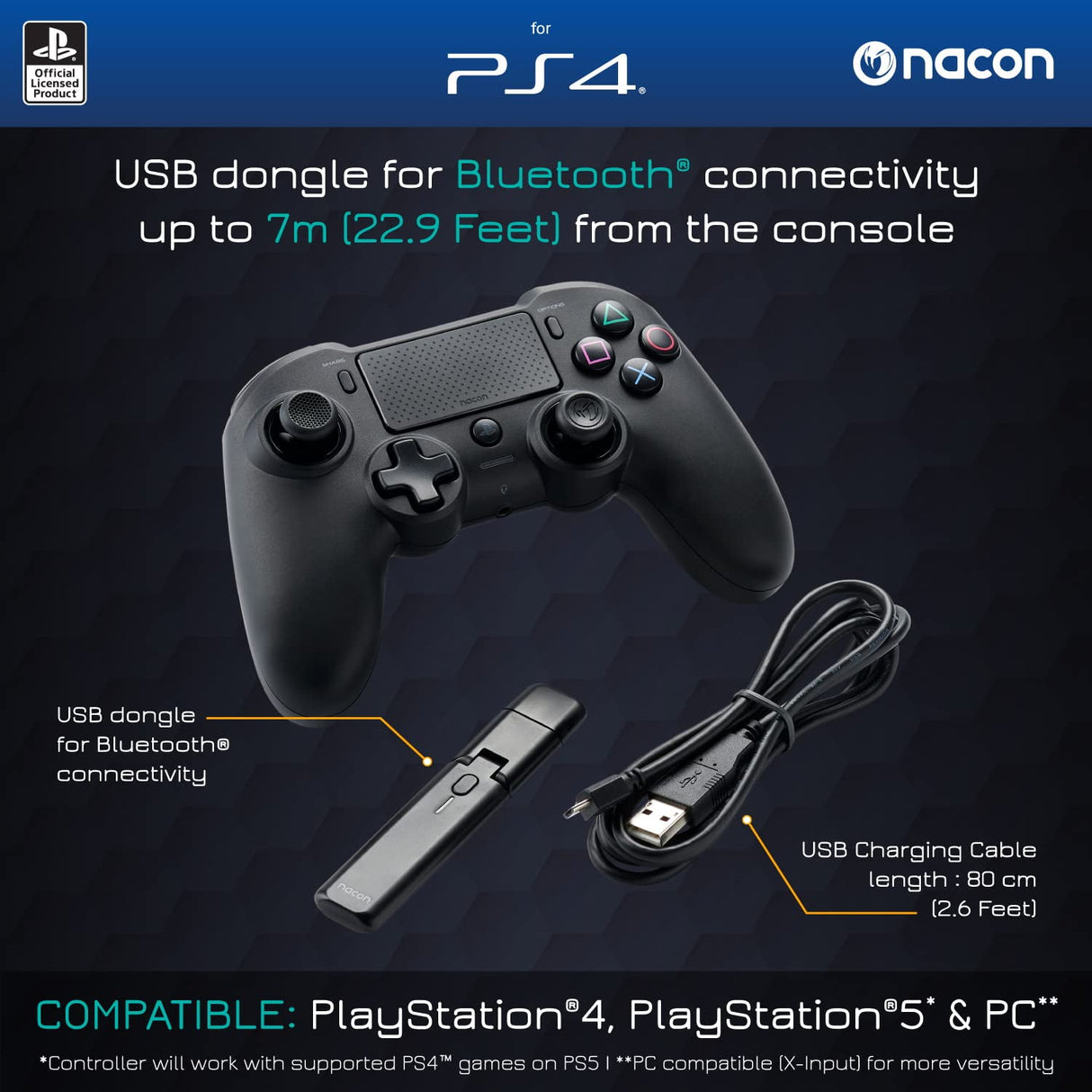 NACON Asymmetric Wireless Controller for Ps4