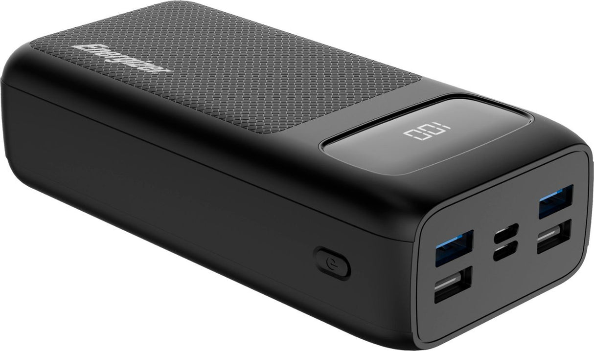 Energizer Ultimate 30000 mAh Power Bank, 22.5W, Triple Output, with Power Delivery USB-C Output and Fast Charge, Dual InputW LED Indicator, LCD Indicator, Black