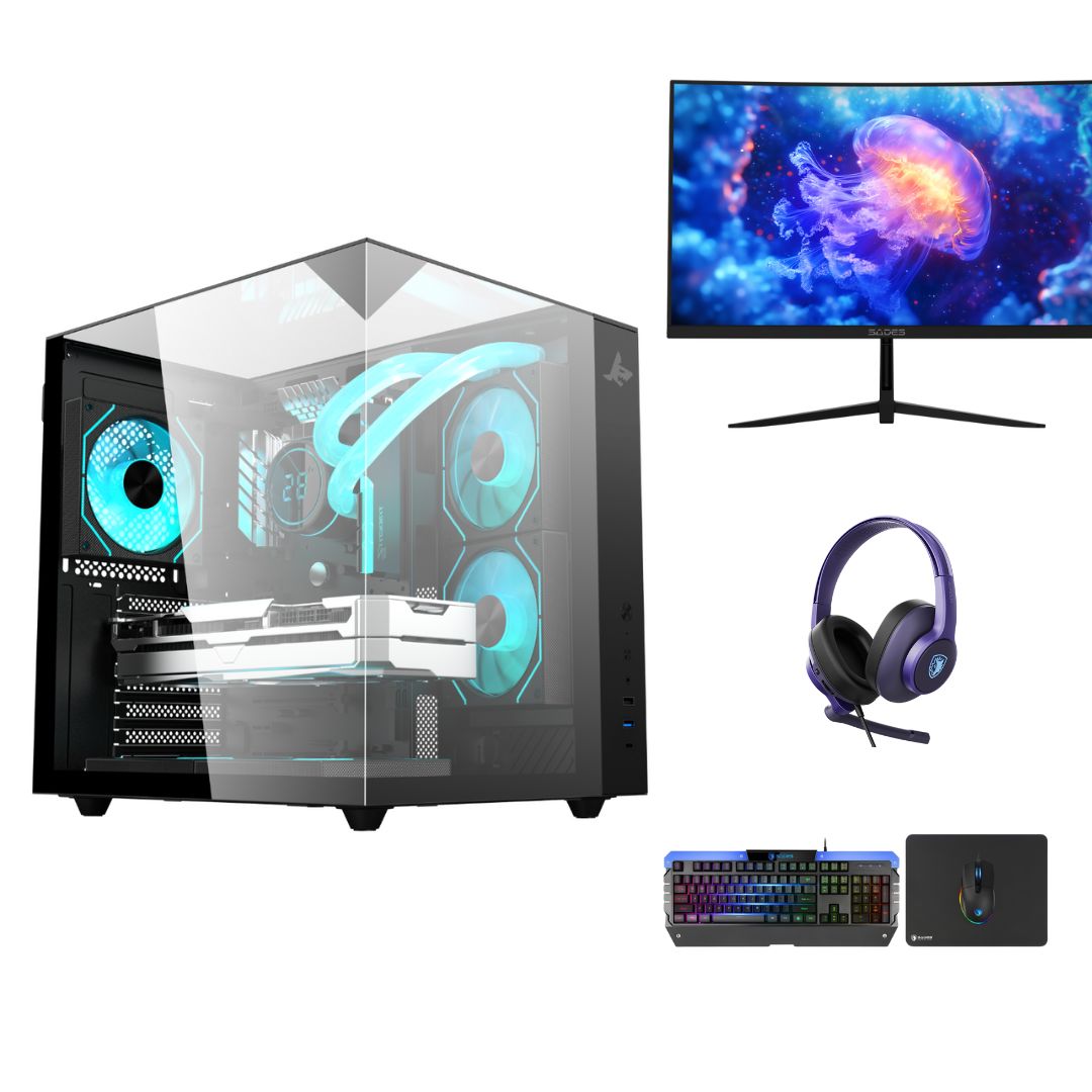 Gaming PC Bundle Intel Core i5-12400F, RTX 5060, 16GB DDR5, 24” 200Hz Monitor, Gaming Combo & Headset