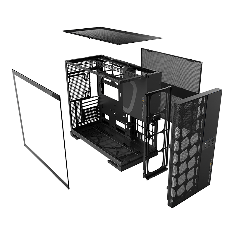 Geometric Future Model 5 Vent Mesh Mid Tower Case with 2503-140mm fan x5 - Black