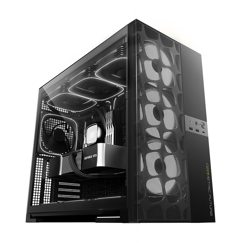 Geometric Future Model 5 Vent Mesh Mid Tower Case with 2503-140mm fan x5 - Black