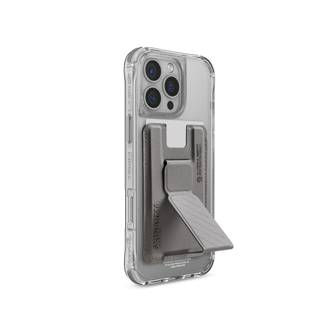 SKINARMA IPHONE PRO 6.3" (2024) SAIDO MAG-CHARGE (PRIME EDITION) + KADO MAGNETIC CARDHOLDER (BUNDLE PACK)-Titanium
