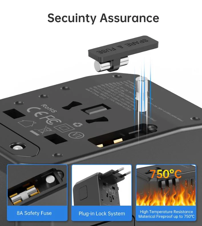 Chotech PD45W 2C+2A Travel Wall Charger - Black