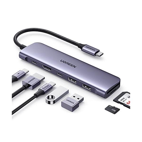 Ugreen USB Type C HUB - 4x USB 3.2 Gen 1 with USB-C power port gray (CM219  70336)